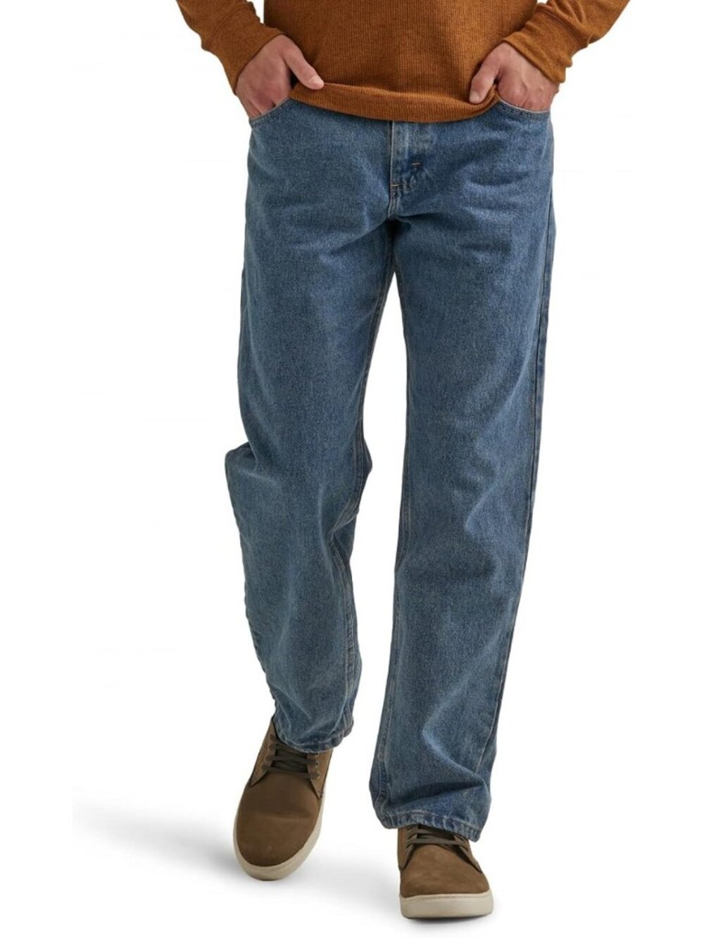 Classic Relaxed Fit 5-Pocket Cotton Jeans for Men - Comfortable Everyday Style